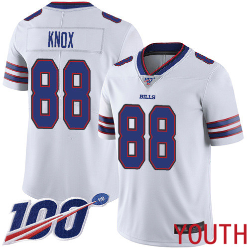 Youth Buffalo Bills #88 Dawson Knox White Vapor Untouchable Limited Player 100th Season NFL Jersey